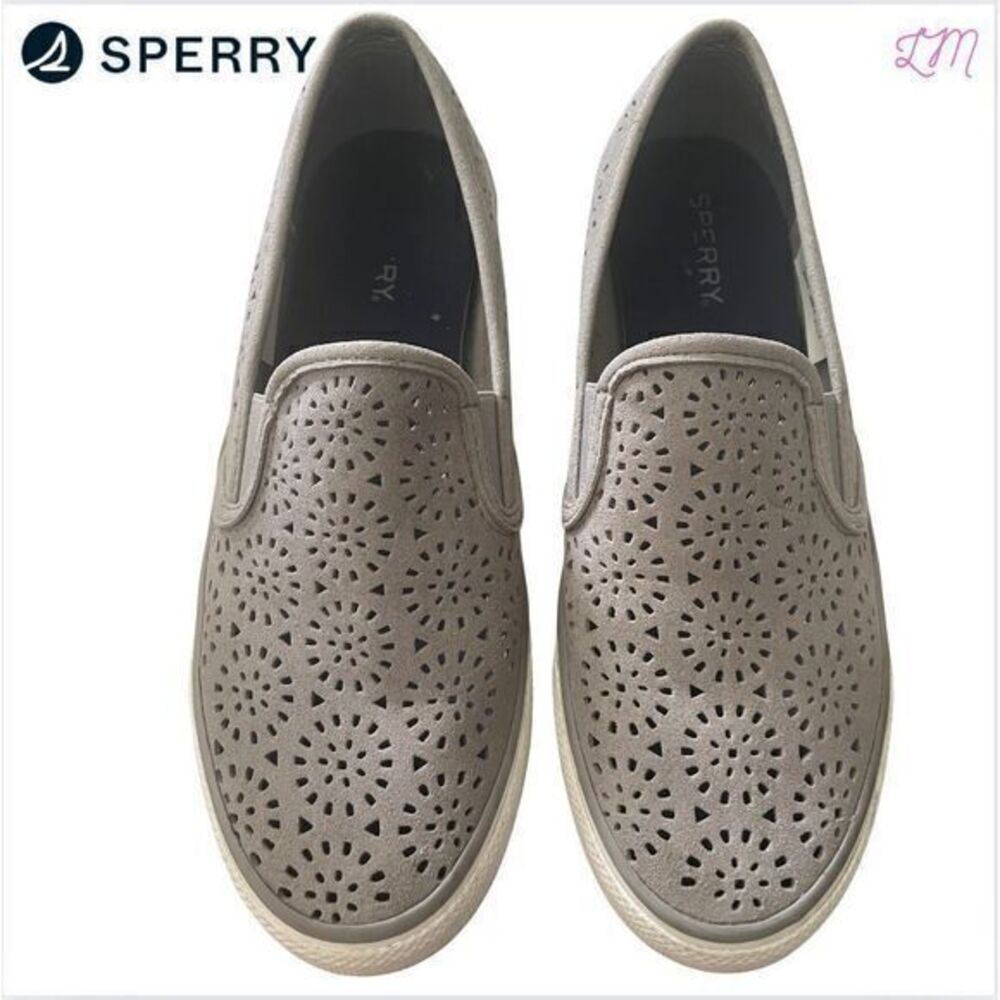Sperry Top Sider Seaside Perforated Casual Slip On Sneakers Size‎ 9 Gray